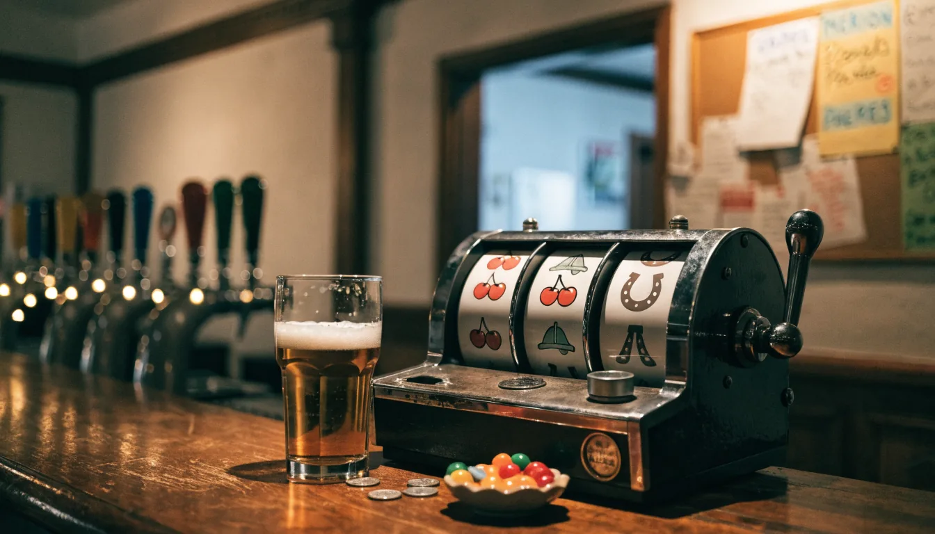Slot machine on a bar counter inside an Australian pub